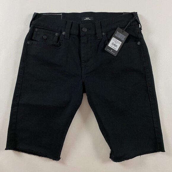NWT True Religion Ricky Relaxed Straight Jean Shorts Men's 31 Measures 34 Black - Picture 1 of 15